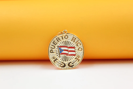 Puerto Rico Medallion Pendant With Flag