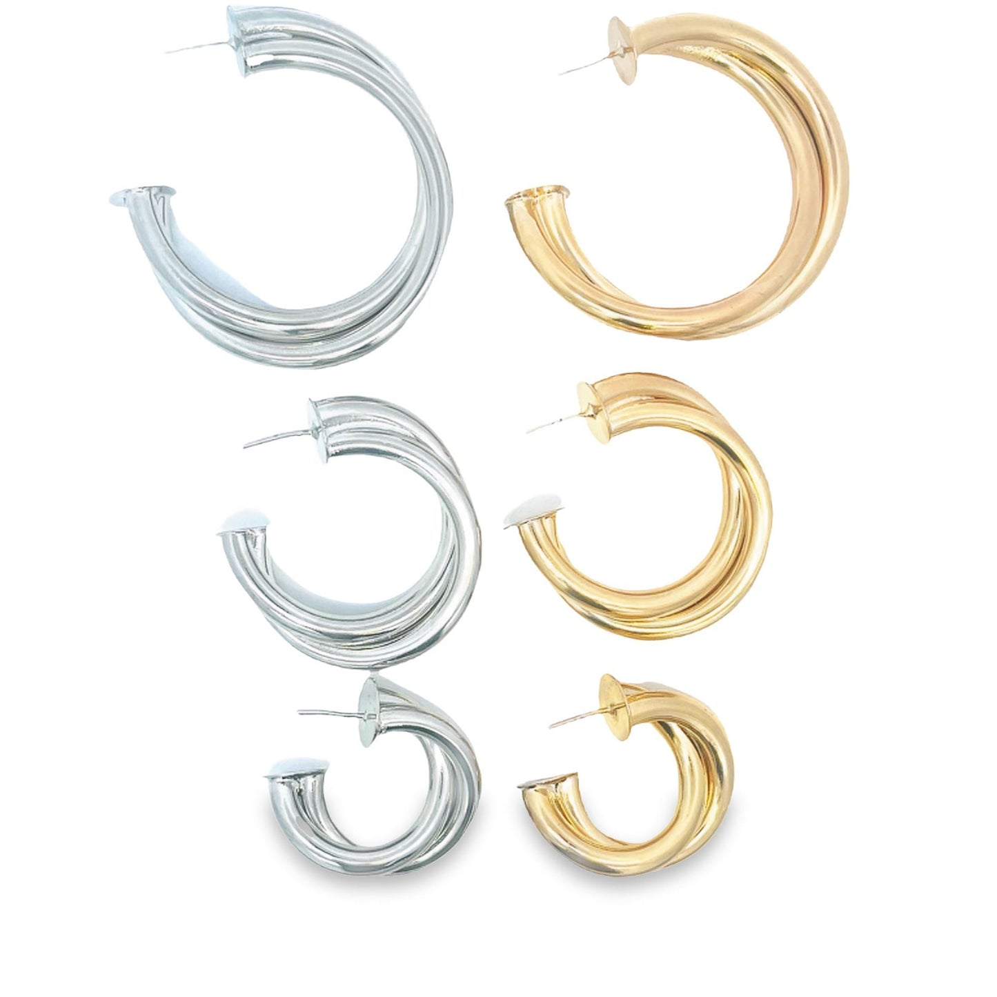 18K Gold Filled Double Strand Hoop Earrings