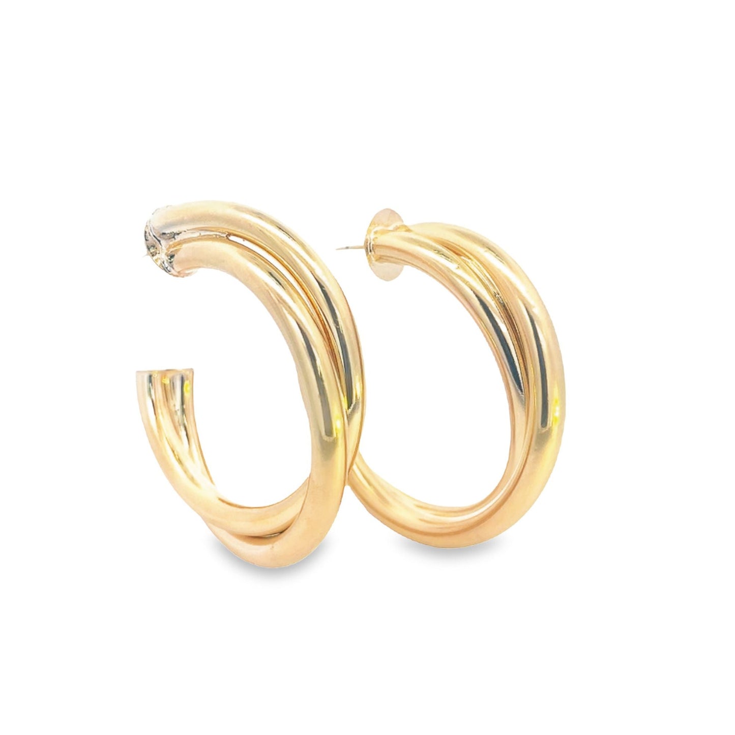 18K Gold Filled Double Strand Hoop Earrings