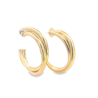 18K Gold Filled Double Strand Hoop Earrings
