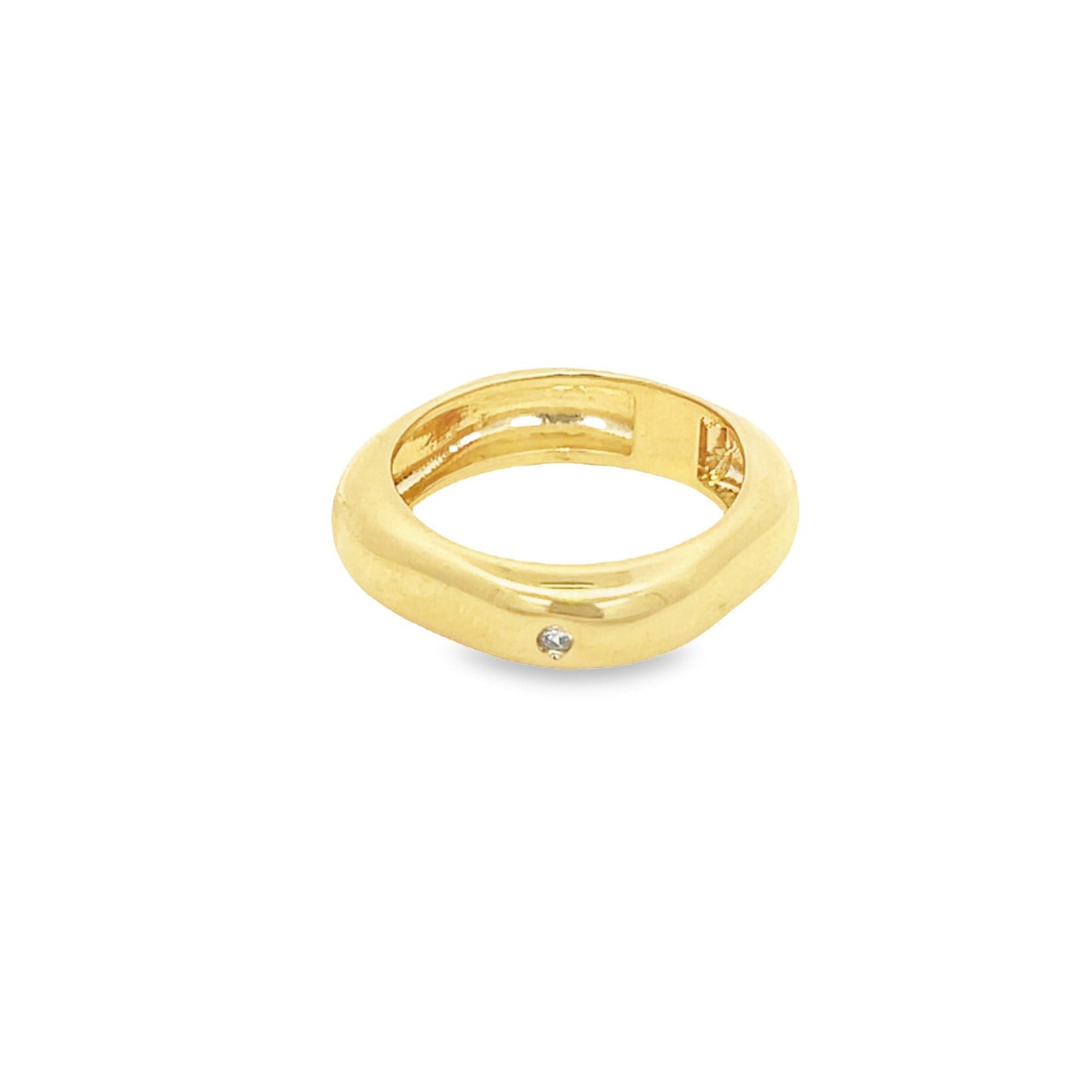18K Gold Filled Square CZ Chunky Geometric Stackable Ring