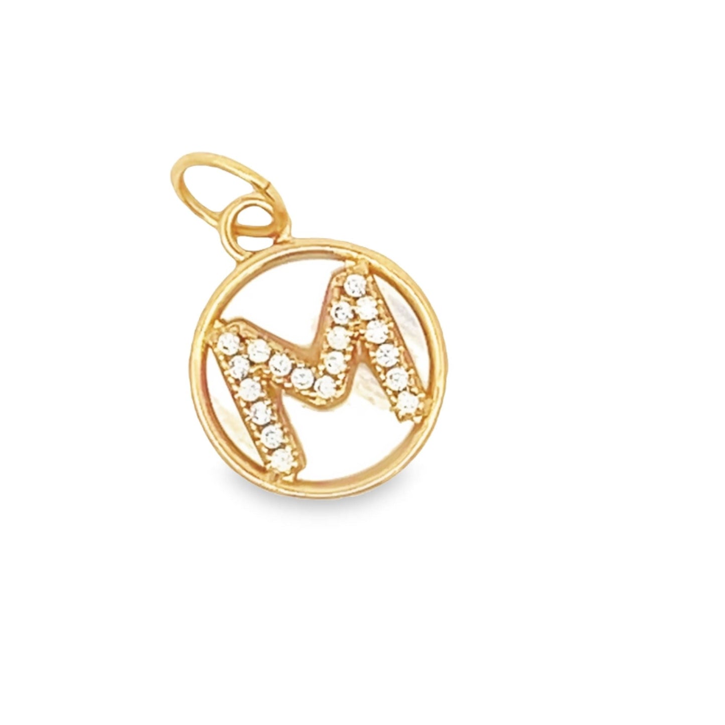 Round Letter A-Z Letter Pendant With CZ Stones