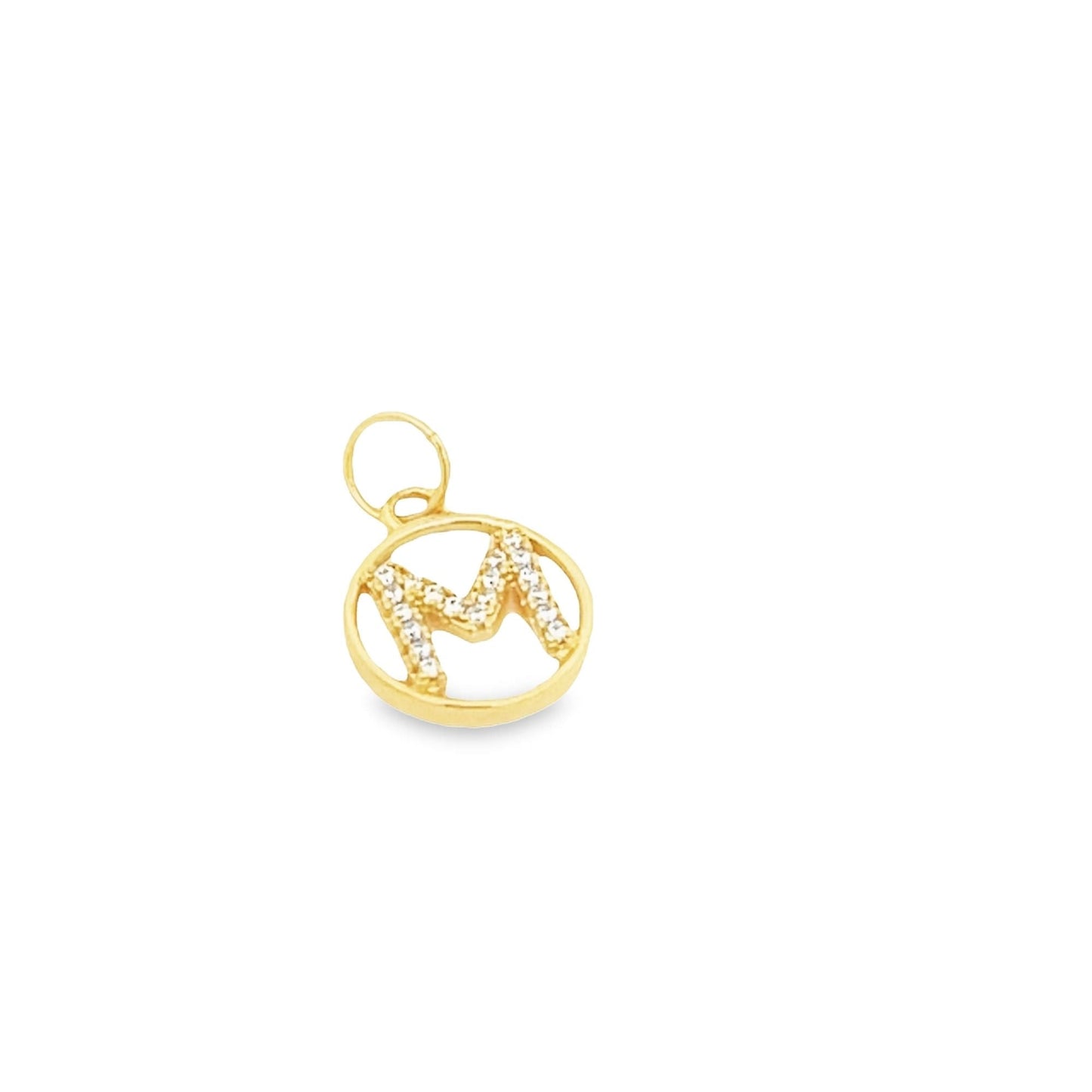 Round Letter A-Z Letter Pendant With CZ Stones