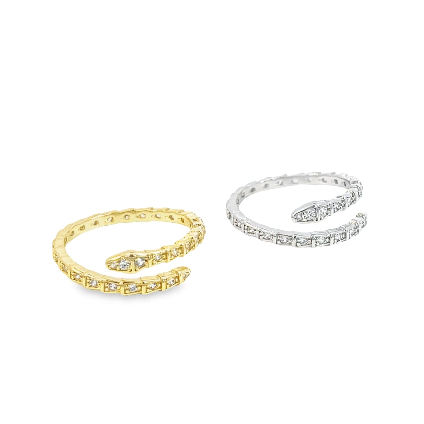 Thin CZ Serpent Shaped Ring