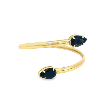 Dual CZ Teardrop Bangle Adjustable Bracelet