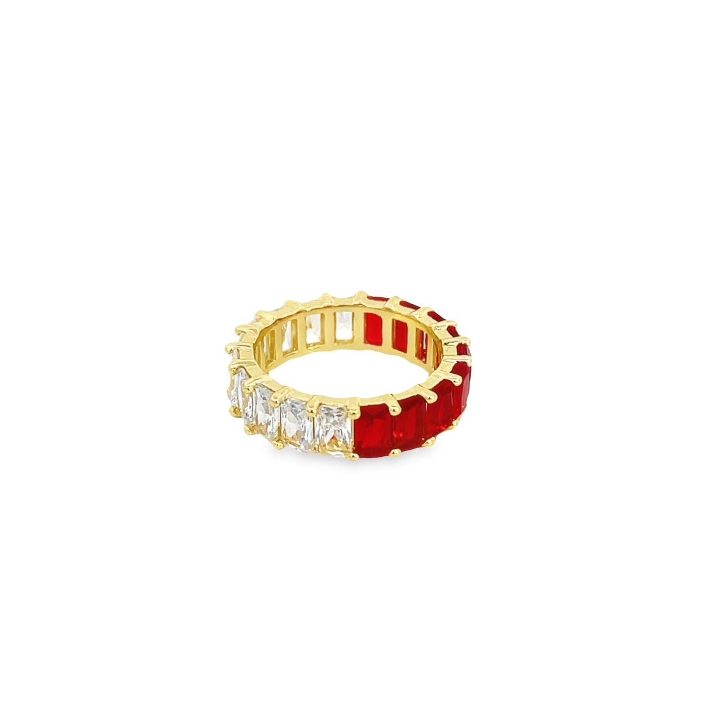 Two Sided Baguette Ring With Colored CZ Stones