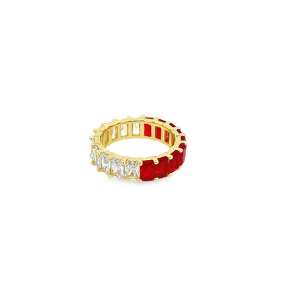 Two Sided Baguette Ring With Colored CZ Stones