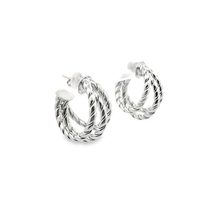 Triple Strand Twisted Rope Styled Hoop Earrings
