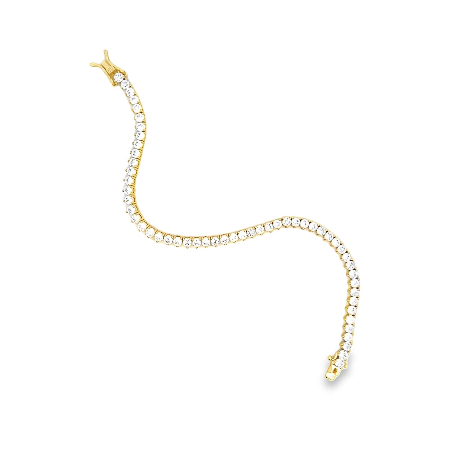 CZ Three Prong Buckle Clasp Tennis Bracelet (I449)