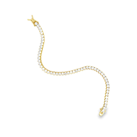 CZ Three Prong Buckle Clasp Tennis Bracelet (I449)