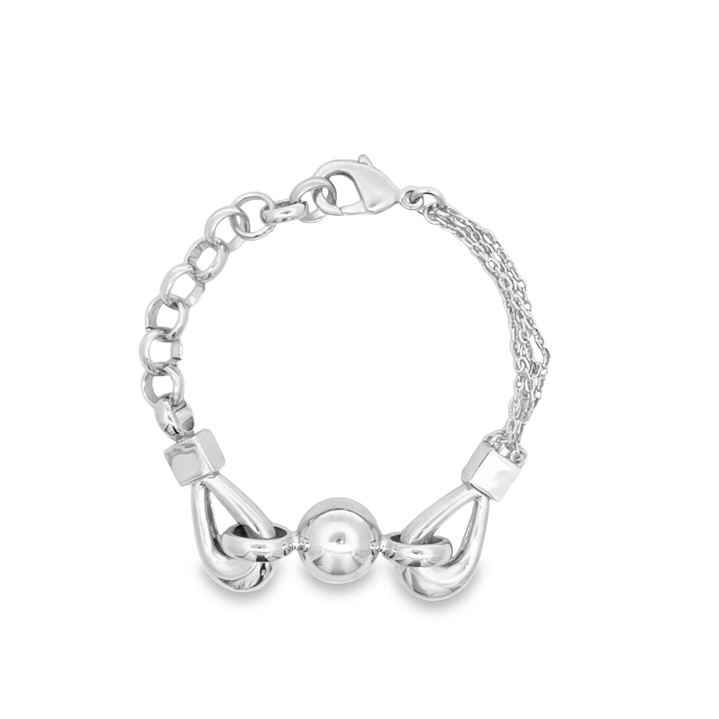 Gold Bead Designed Thick Bead Rolo Link Chain Bracelet