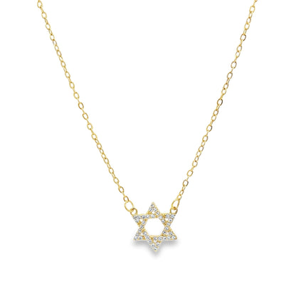 CZ Paved Star of David Rolo Chain Bracelet
