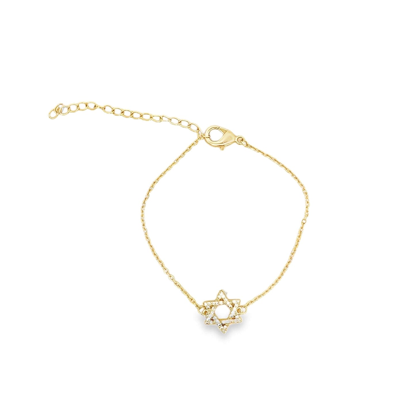 CZ Paved Star of David Rolo Chain Bracelet