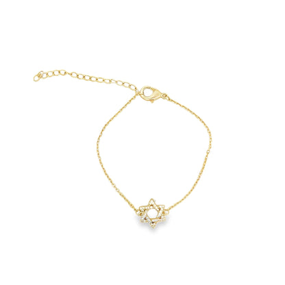 CZ Paved Star of David Rolo Chain Bracelet