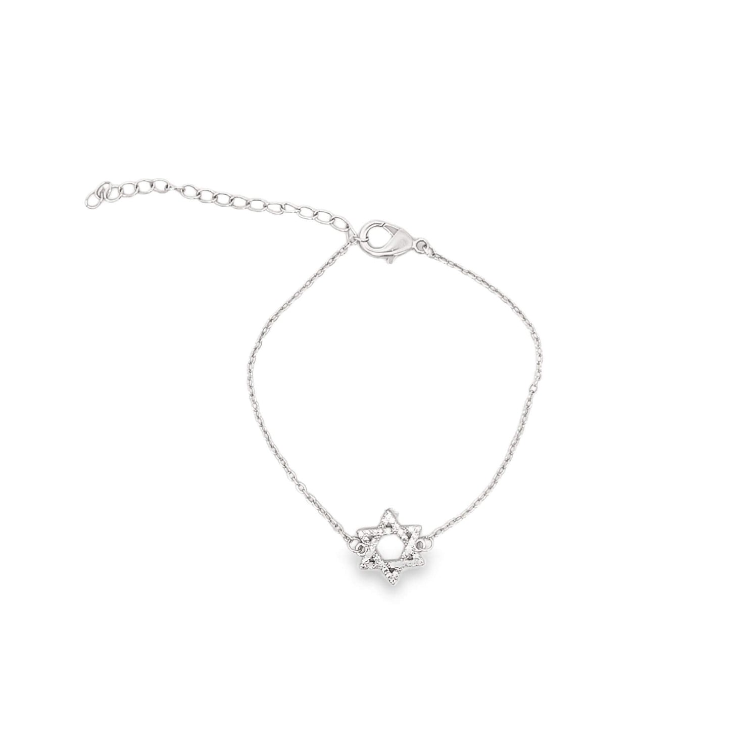 CZ Paved Star of David Rolo Chain Bracelet