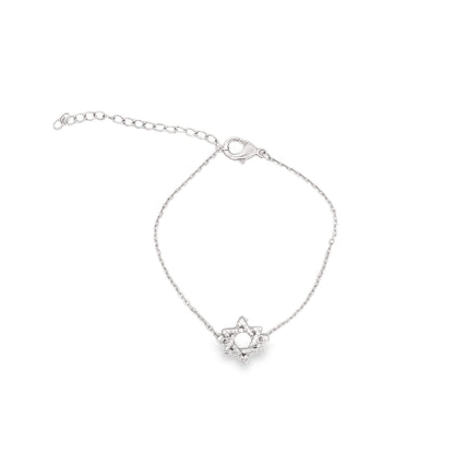 CZ Paved Star of David Rolo Chain Bracelet