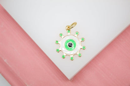 18K Gold Filled Colorful Evil Eye Pendant