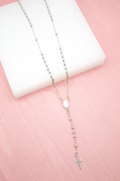 Catholic Gold Bead Rosary With Crucifix And Milagros Charm