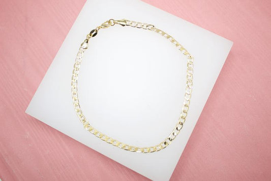 18K Gold Filled 3mm Flat Curb Cuban Bracelet Chain