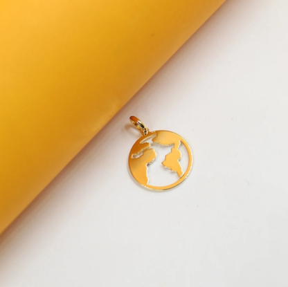 18K Gold Filled Globe Medallion Pendant | Gold Globe Pendant