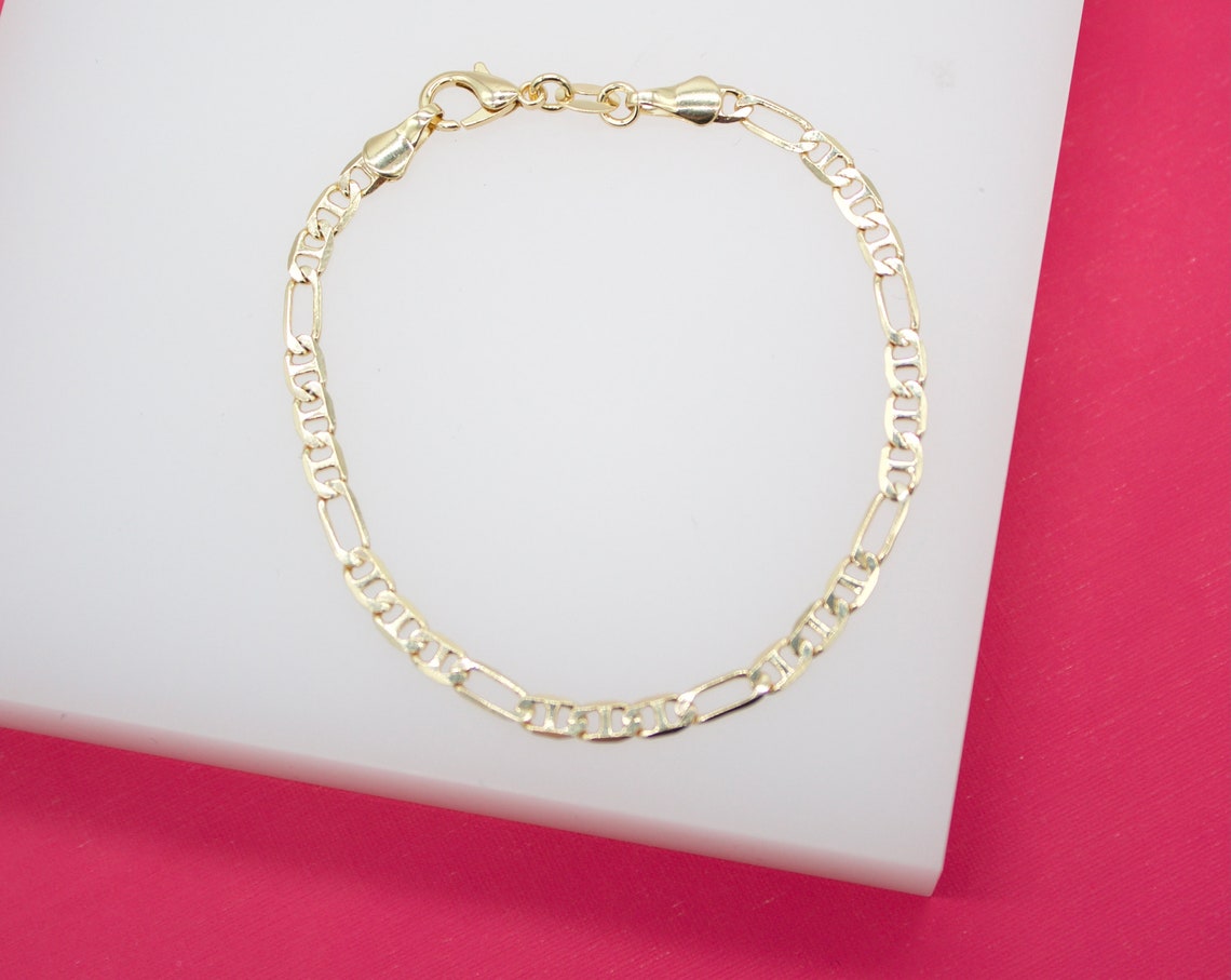 18K Gold Filled 3mm Figarucci Design Mariner Bracelet