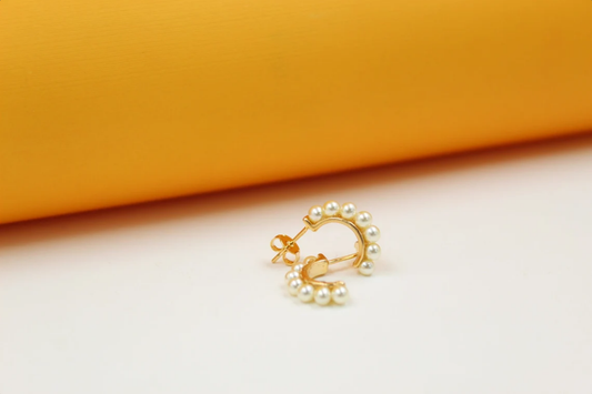 Pearl Half Hoop Earrings