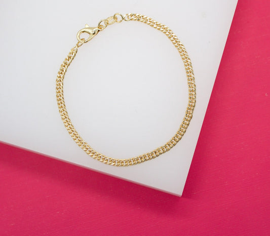 18K Gold Filled 3mm Double Cuban Link Chain Bracelet