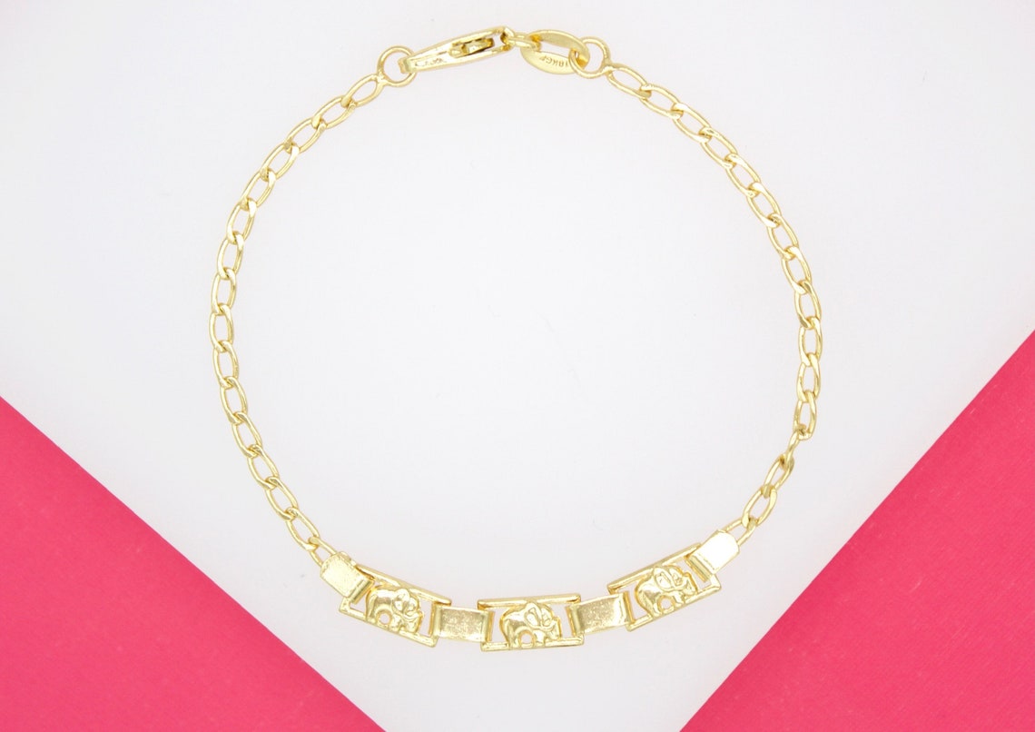18K Gold Filled Elephant Bracelet
