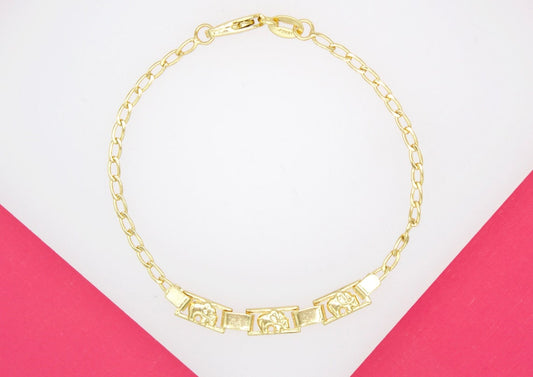 18K Gold Filled Elephant Bracelet