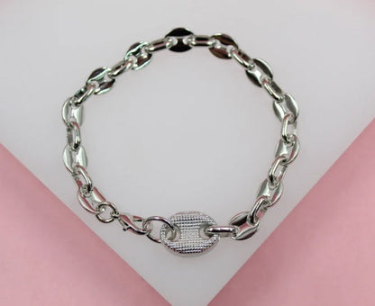 Puffed Mariner Anchor Link Bracelet