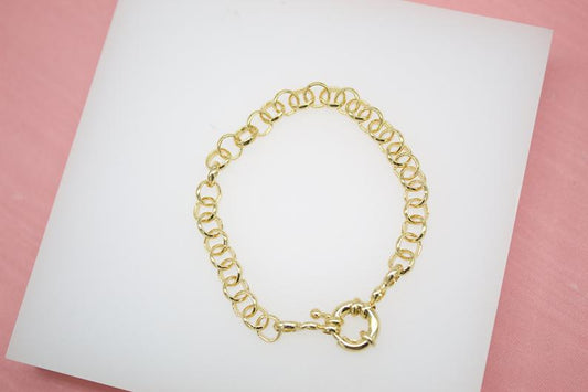 18K Gold Filled Solid Rolo Round Link Bracelet Chain