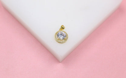 18k Gold Filled Designed Round CZ Medallion Pendant