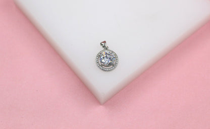 18k Gold Filled Designed Round CZ Medallion Pendant