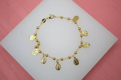 Gold Filled Virgin Mary Charms Bracelet