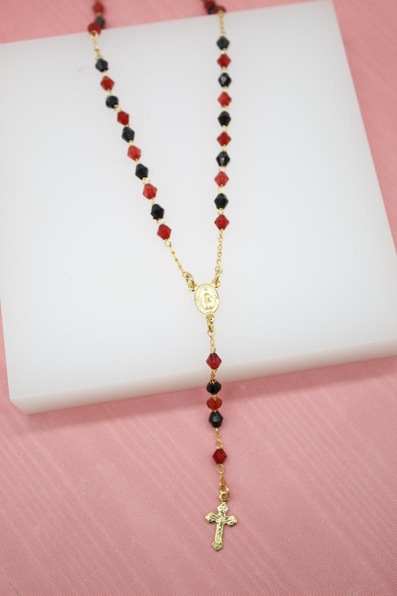 Red and Black Bead Rosary with Pendant