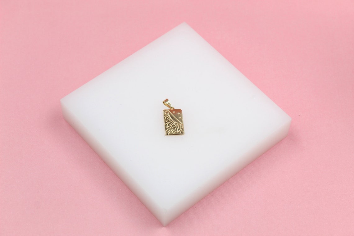 18K Gold Filled Sun Moon Tag Pendant