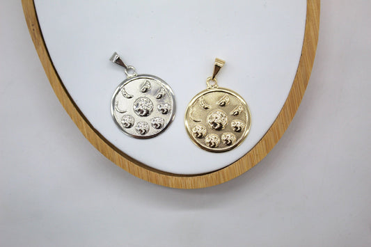 18K Gold Filled Moon Medallion Pendant