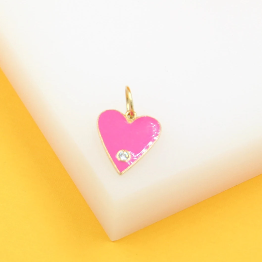 18K Gold Filled Gold Heart Enamel Star Pendant Charm