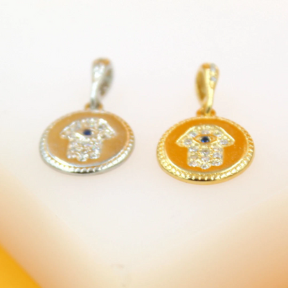 18K Gold Filled Hamsa Hand Evil Eye Pendant