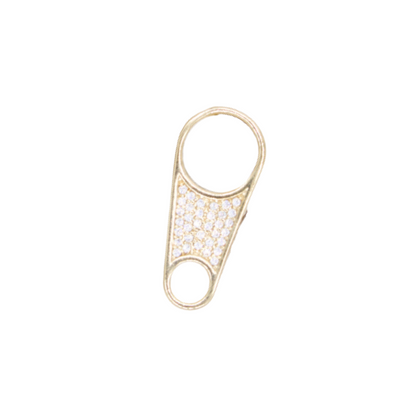 18K Gold Filled Zipper Pull Tab With CZ Cubic Zirconia Stones