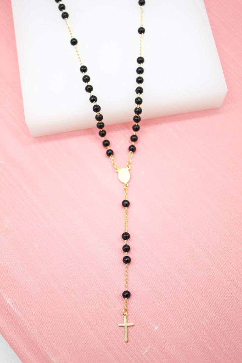 Catholic Bead Rosary With Crucifix And Virgin Mary Charm
