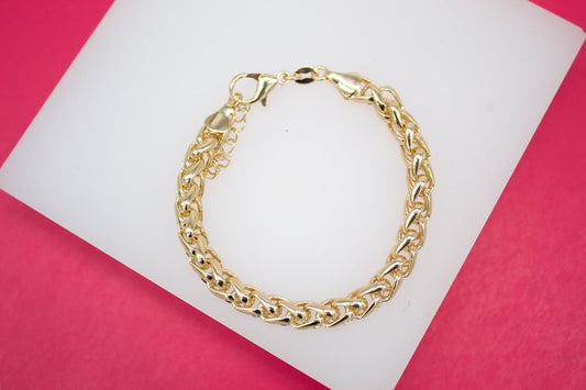 18K Gold Filled 6mm Wheat Bracelet