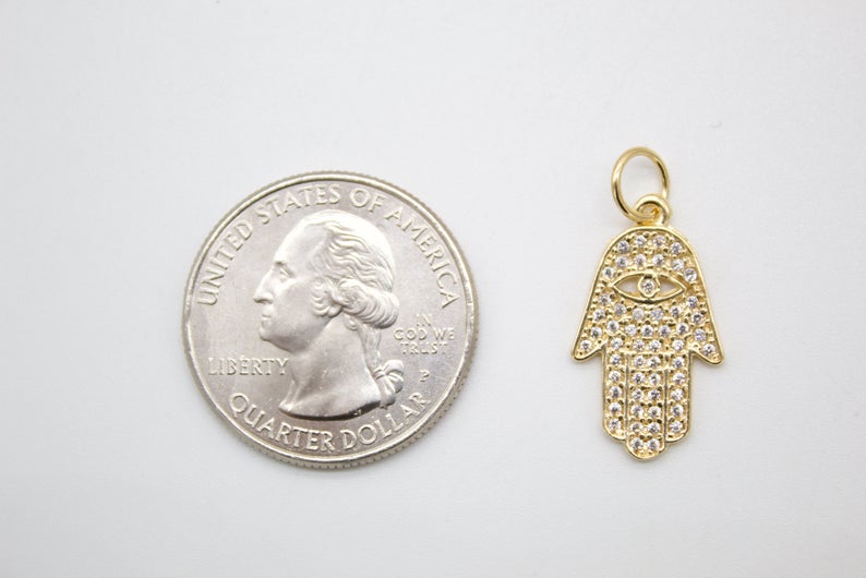 18K Gold Filled Hamsa Hand Pendant