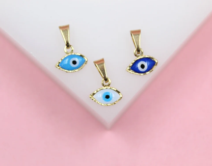 18K Gold Filled Realistic Enamel Color Evil Eye Pendant Charm