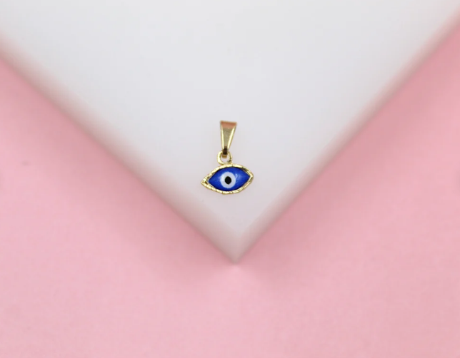 18K Gold Filled Realistic Enamel Color Evil Eye Pendant Charm