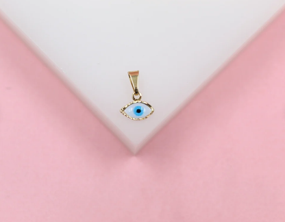 18K Gold Filled Realistic Enamel Color Evil Eye Pendant Charm