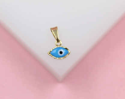 18K Gold Filled Realistic Enamel Color Evil Eye Pendant Charm
