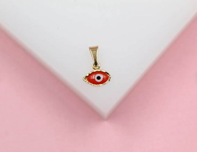 18K Gold Filled Realistic Enamel Color Evil Eye Pendant Charm