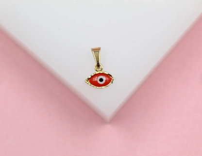 18K Gold Filled Realistic Enamel Color Evil Eye Pendant Charm