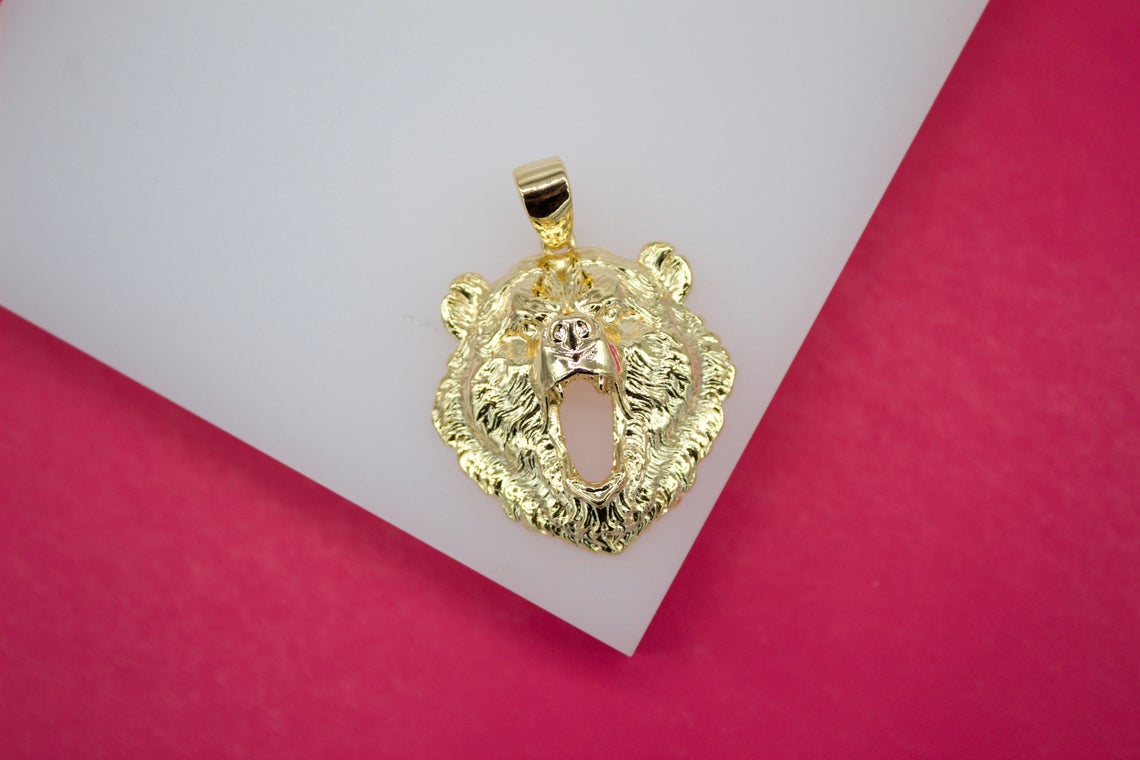 18K Gold Filled Bear Head Pendant